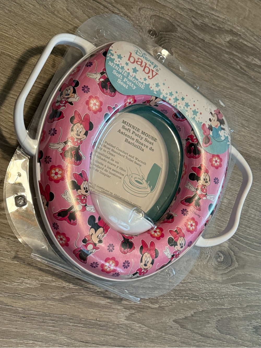 Disney Minnie Mouse Pink Floral Cushioned Soft Potty Bathroom Toilet Seat